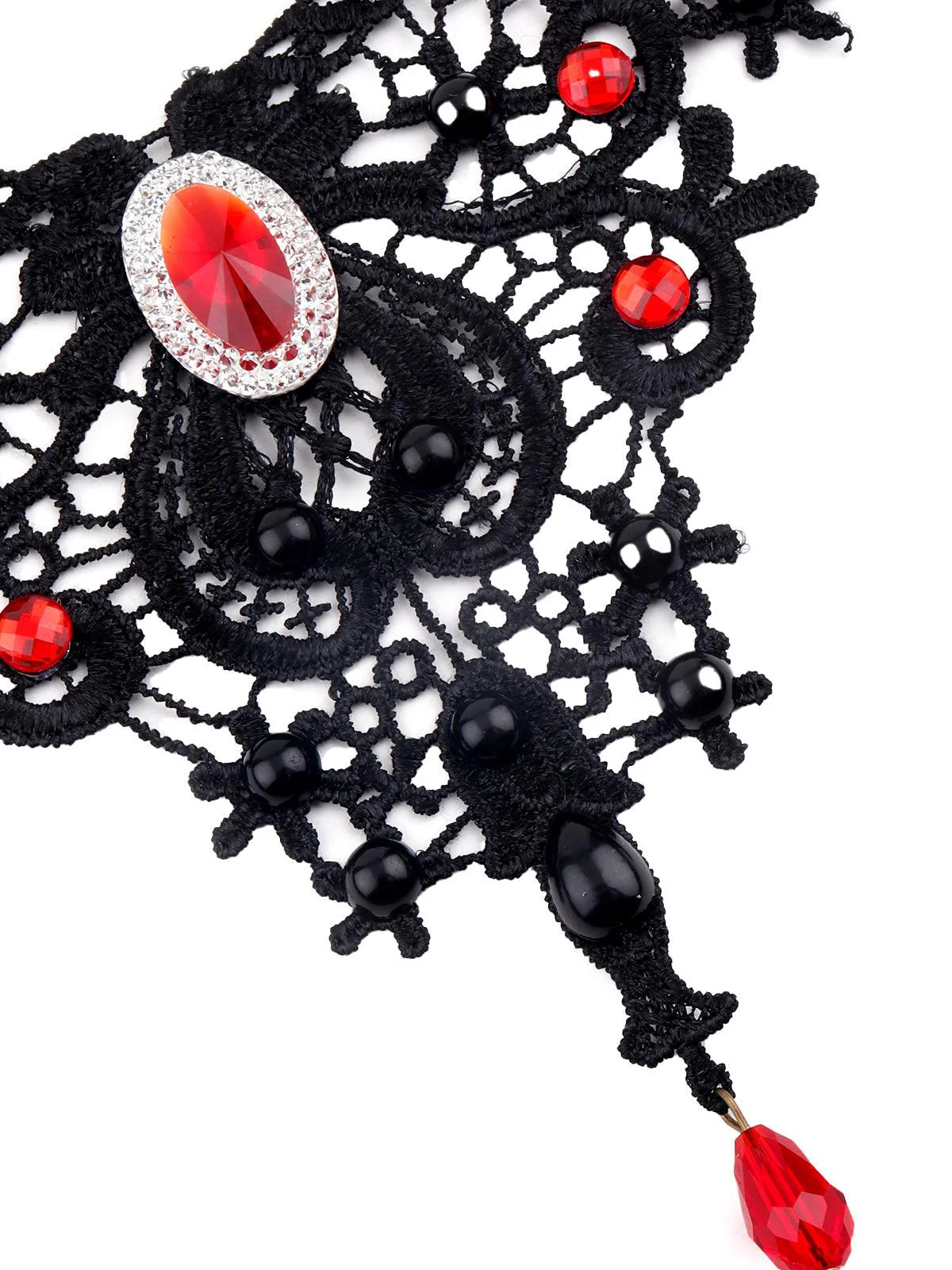Odette Women Gorgeous Black Lace Embellished Necklace - Image 5