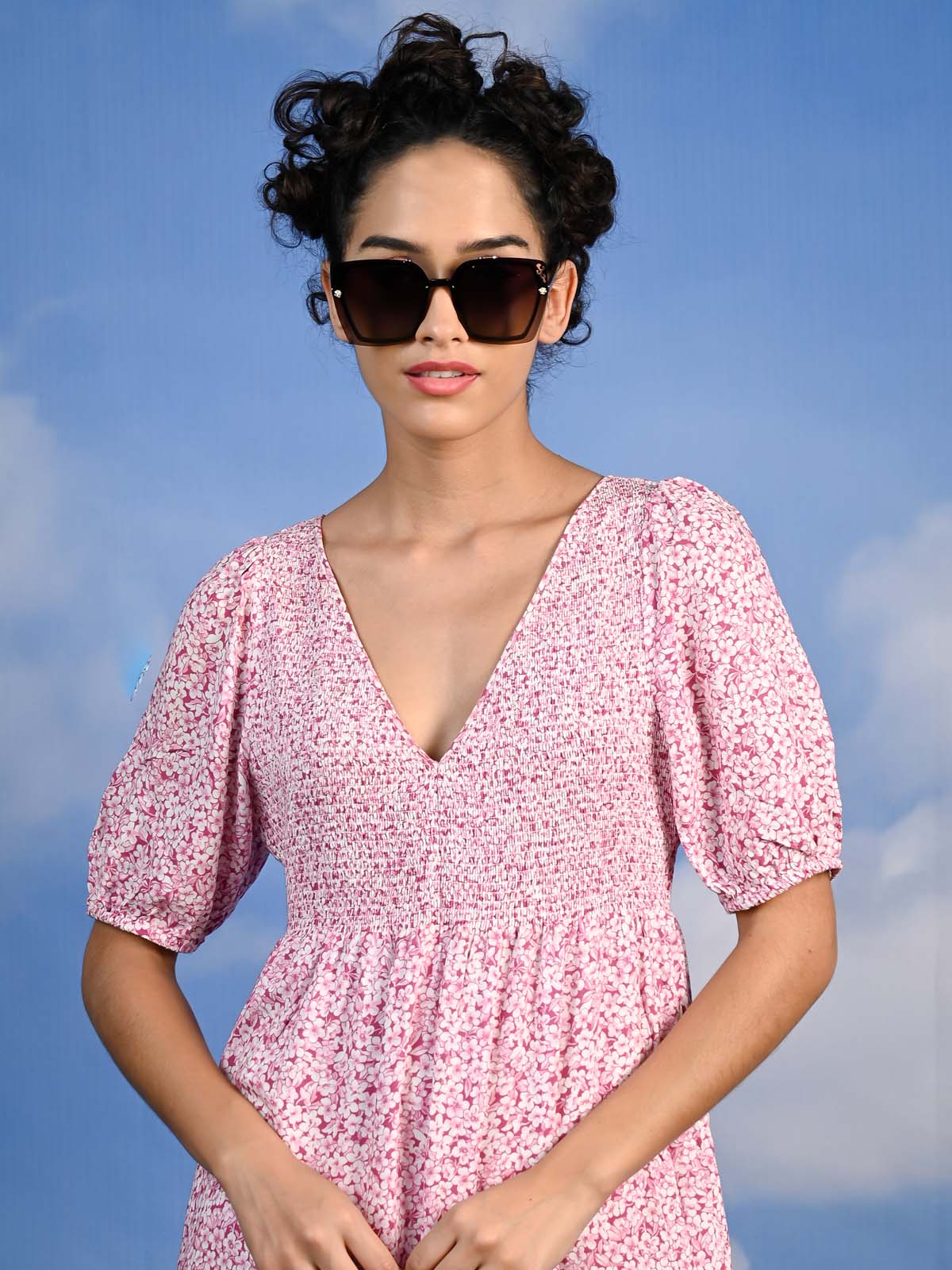 Odette Women Gorgeous Black Shaded Cat Eye Sunglasses - Image 2