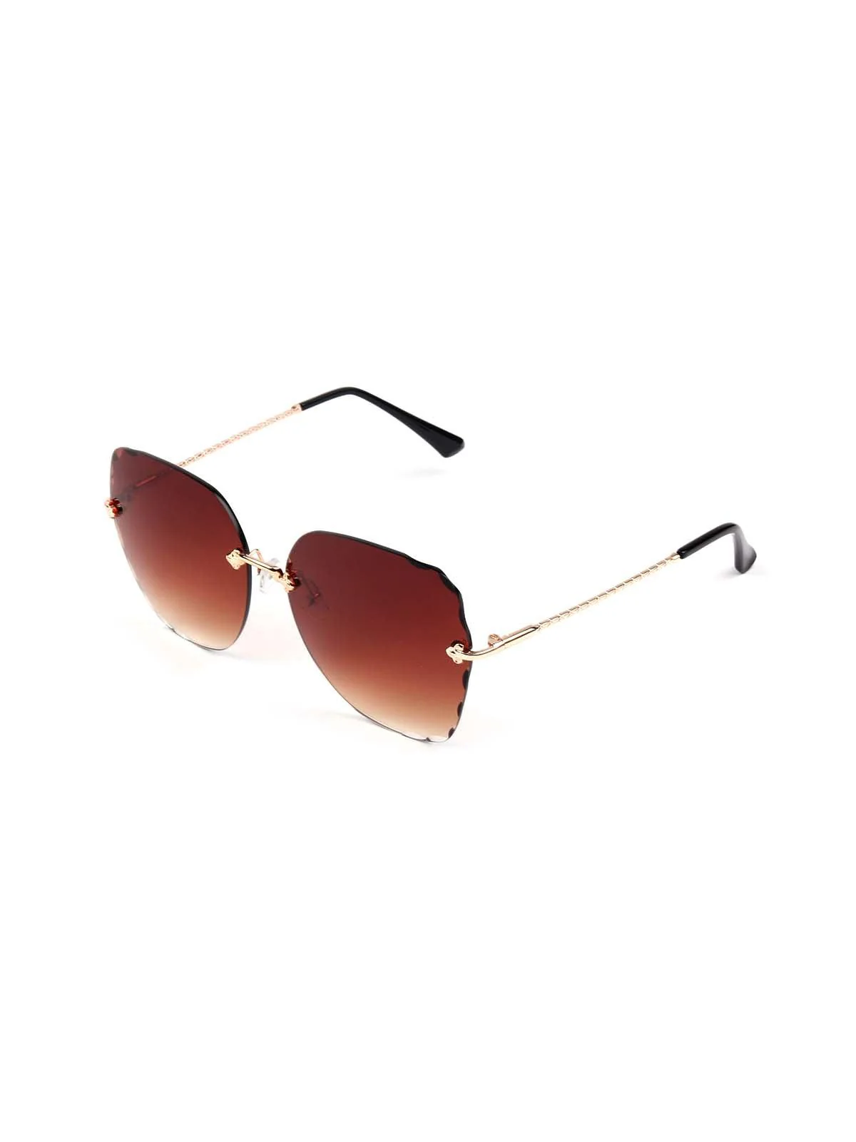 Odette Women Gorgeous Deep Orange Colour Tinted Frameless Statement Sunglasses - Image 4
