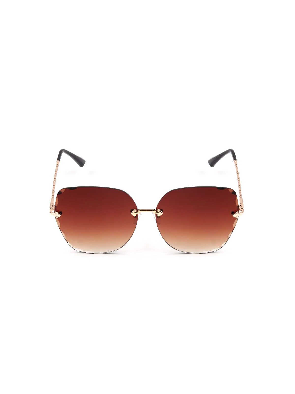 Odette Women Gorgeous Deep Orange Colour Tinted Frameless Statement Sunglasses - Image 7