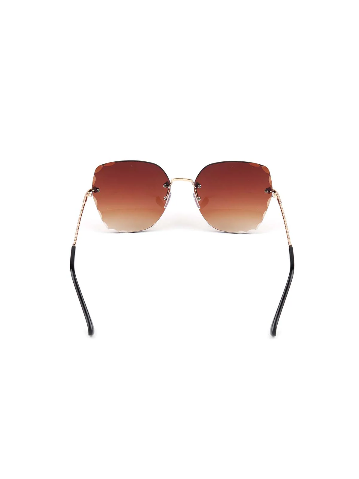 Odette Women Gorgeous Deep Orange Colour Tinted Frameless Statement Sunglasses - Image 9