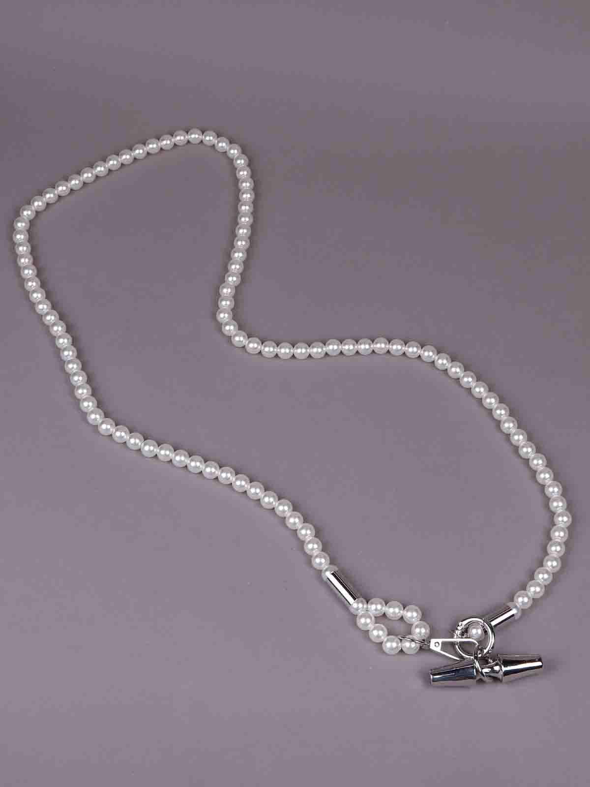 Odette Women Silver Pearl Metal Necklace - Image 4