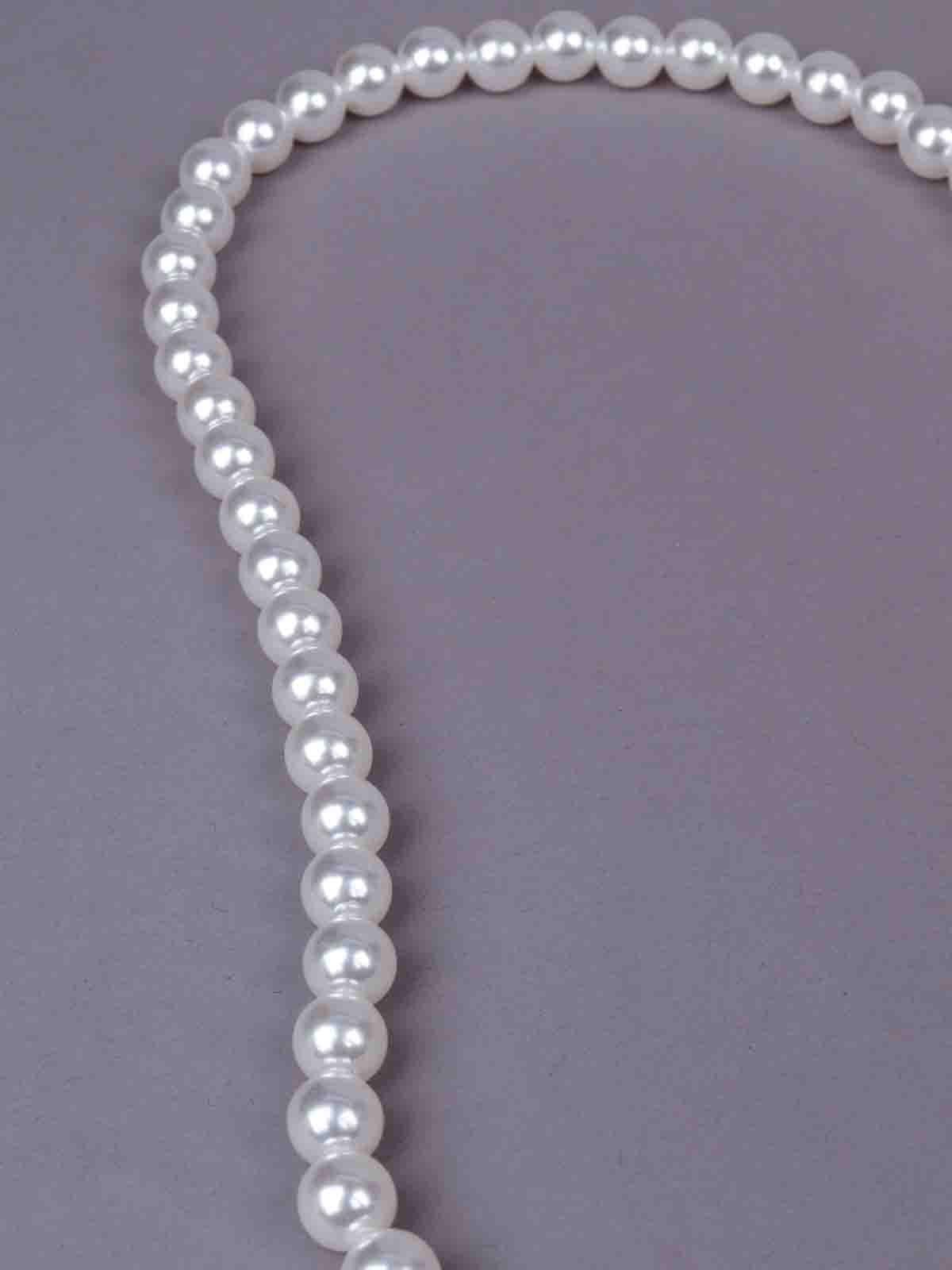 Odette Women Silver Pearl Metal Necklace - Image 6