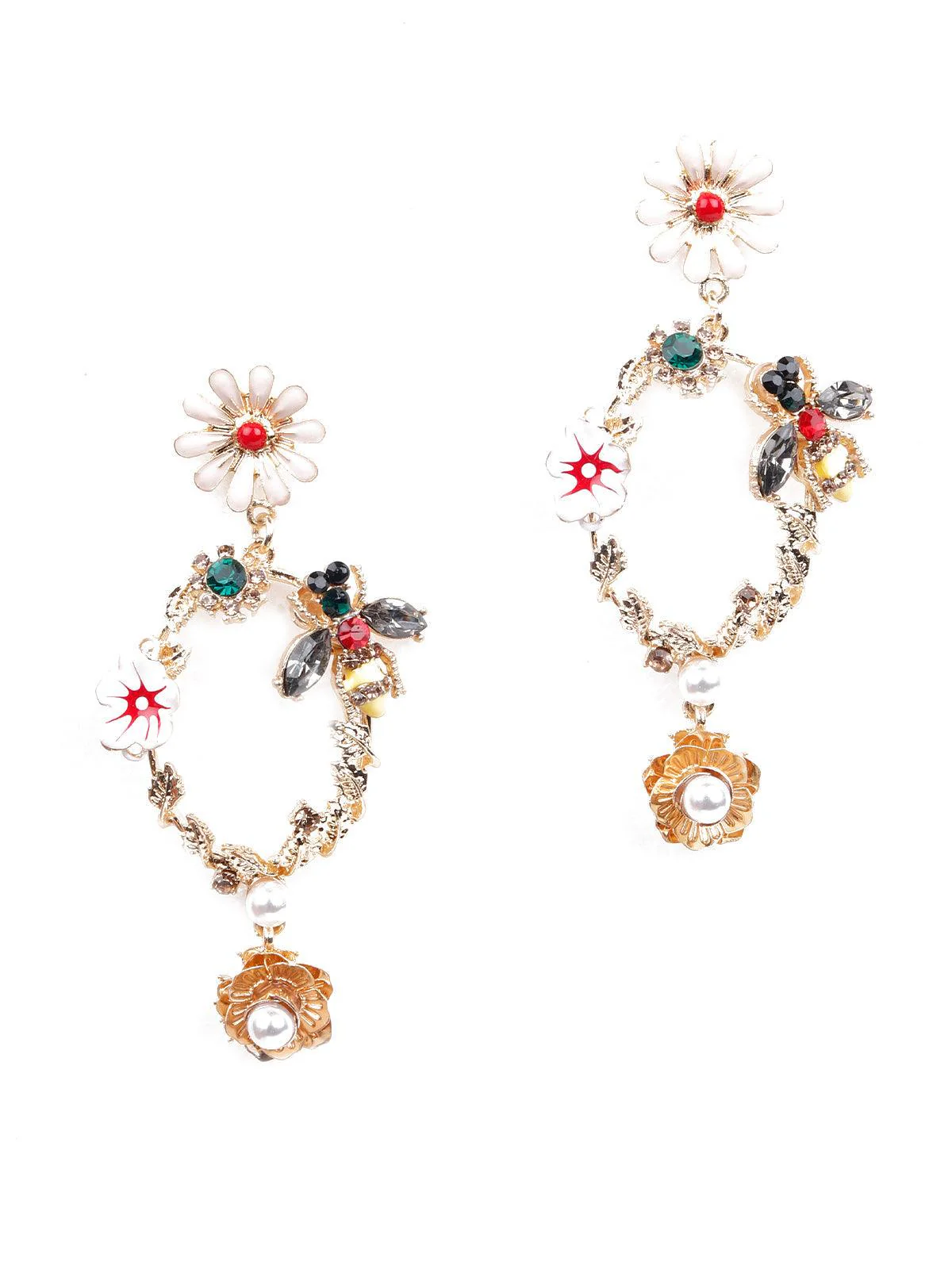 Odette Women Multicoloured Metal Drop Earrings - Image 3