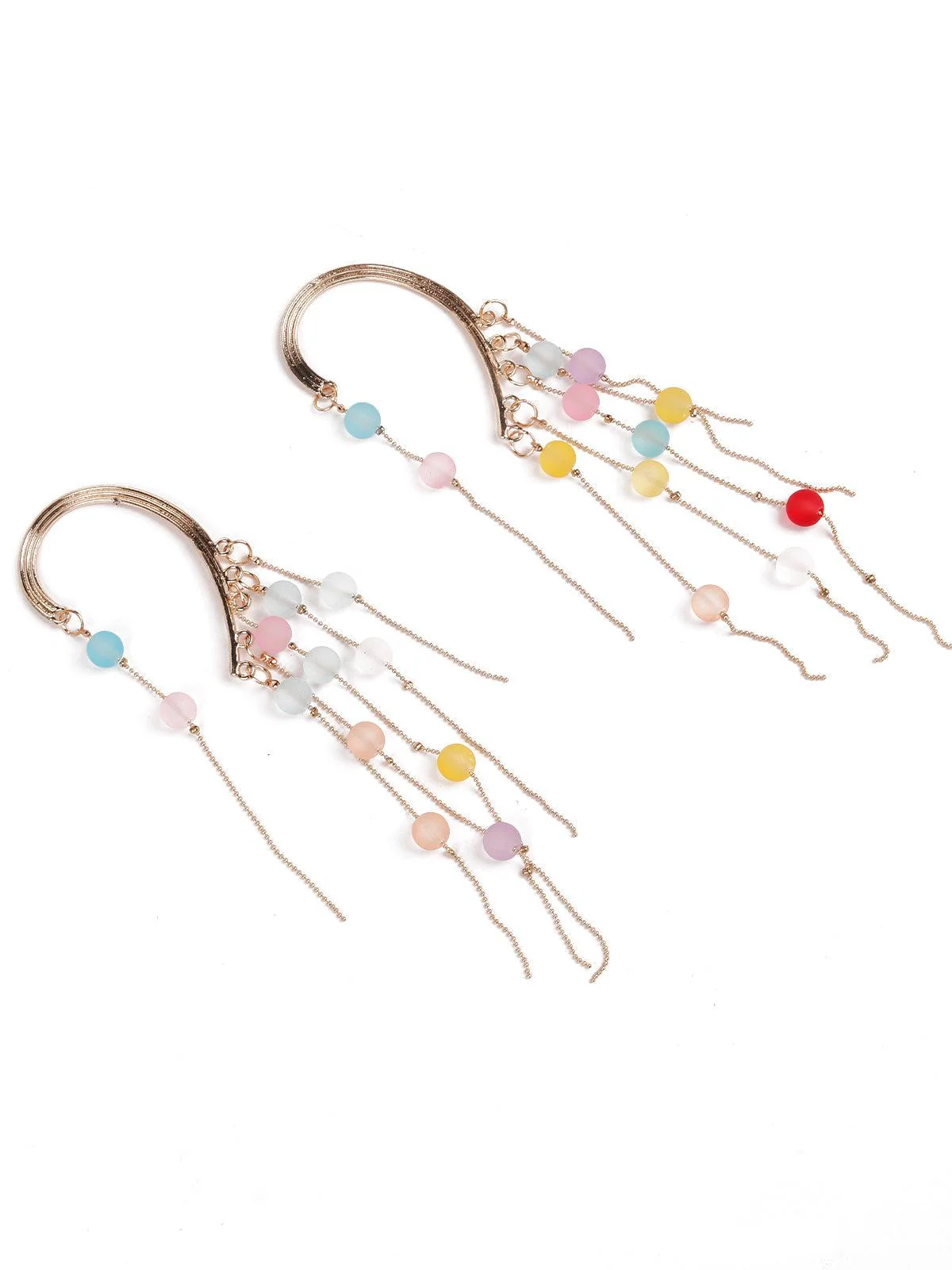 Odette Women Gorgeous Gold Tone Rainbow Earcuff Statement Earrings - Image 6