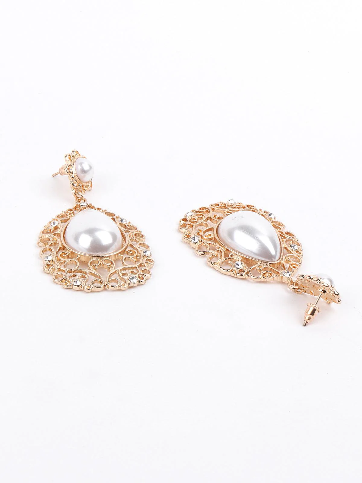 Odette Women Golden Metal Earrings - Image 5