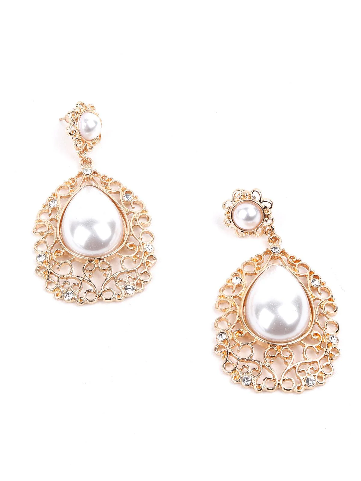 Odette Women Golden Metal Earrings - Image 6