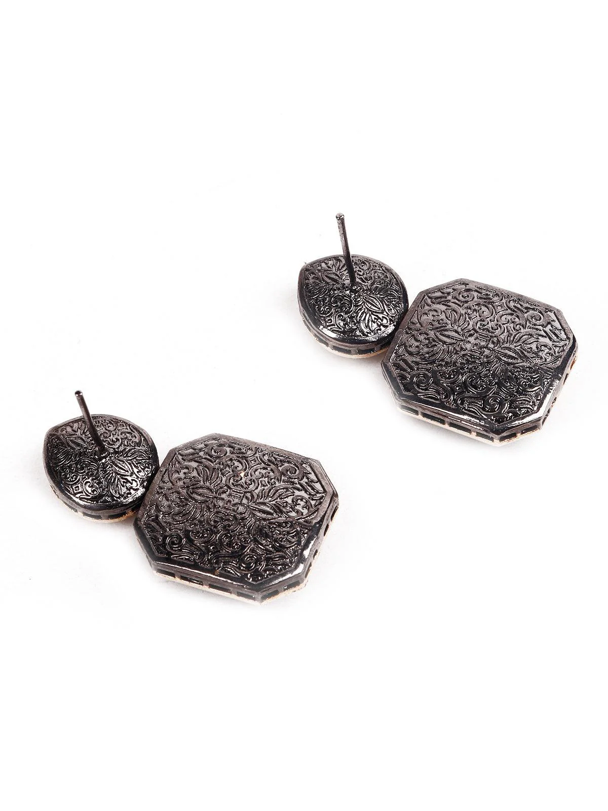 Odette Women Green Statement Metal Earrings - Image 6