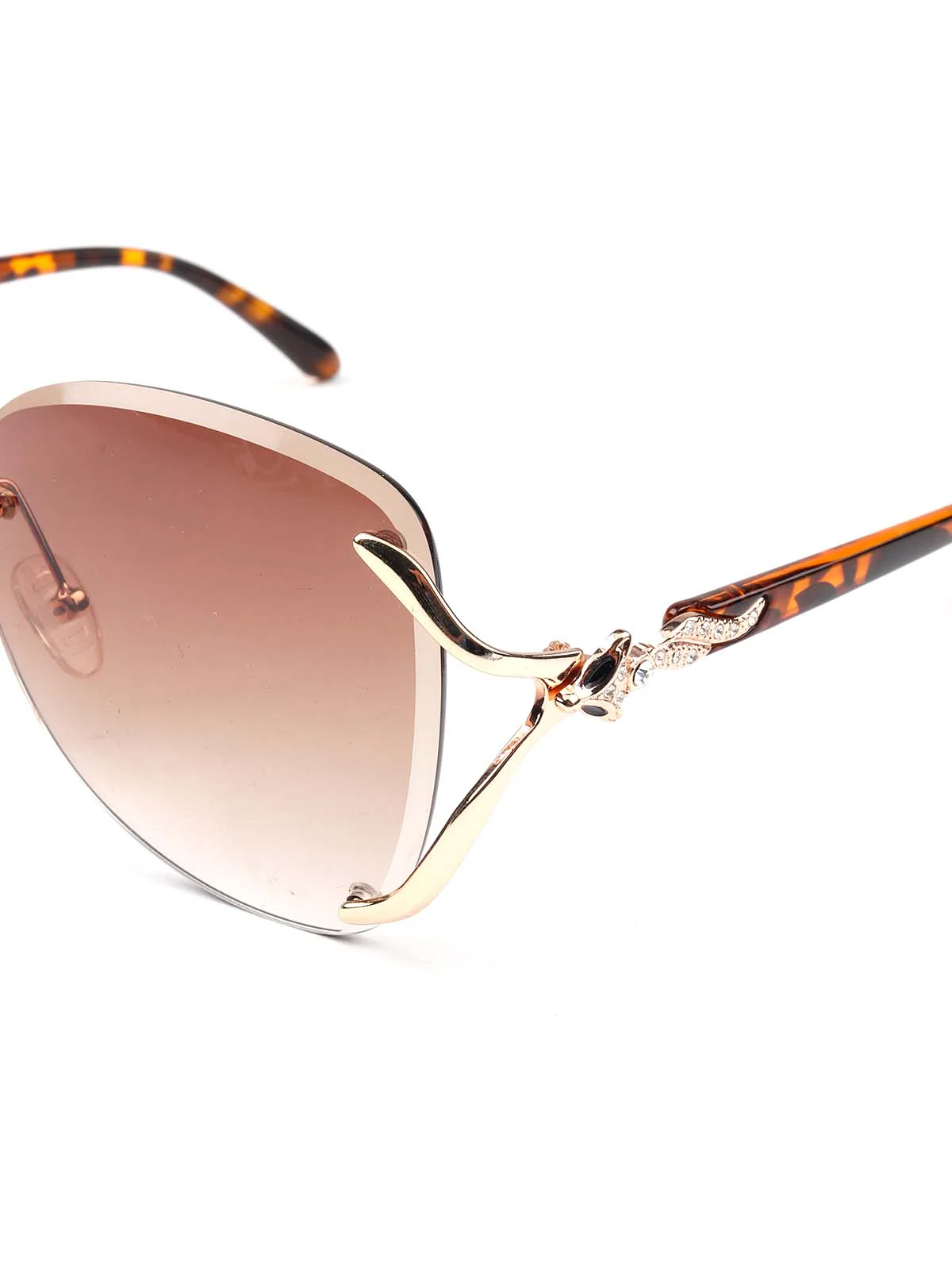 Odette Women Gorgeous Brown Color Tinted Frameless Statement Sunglasses - Image 6