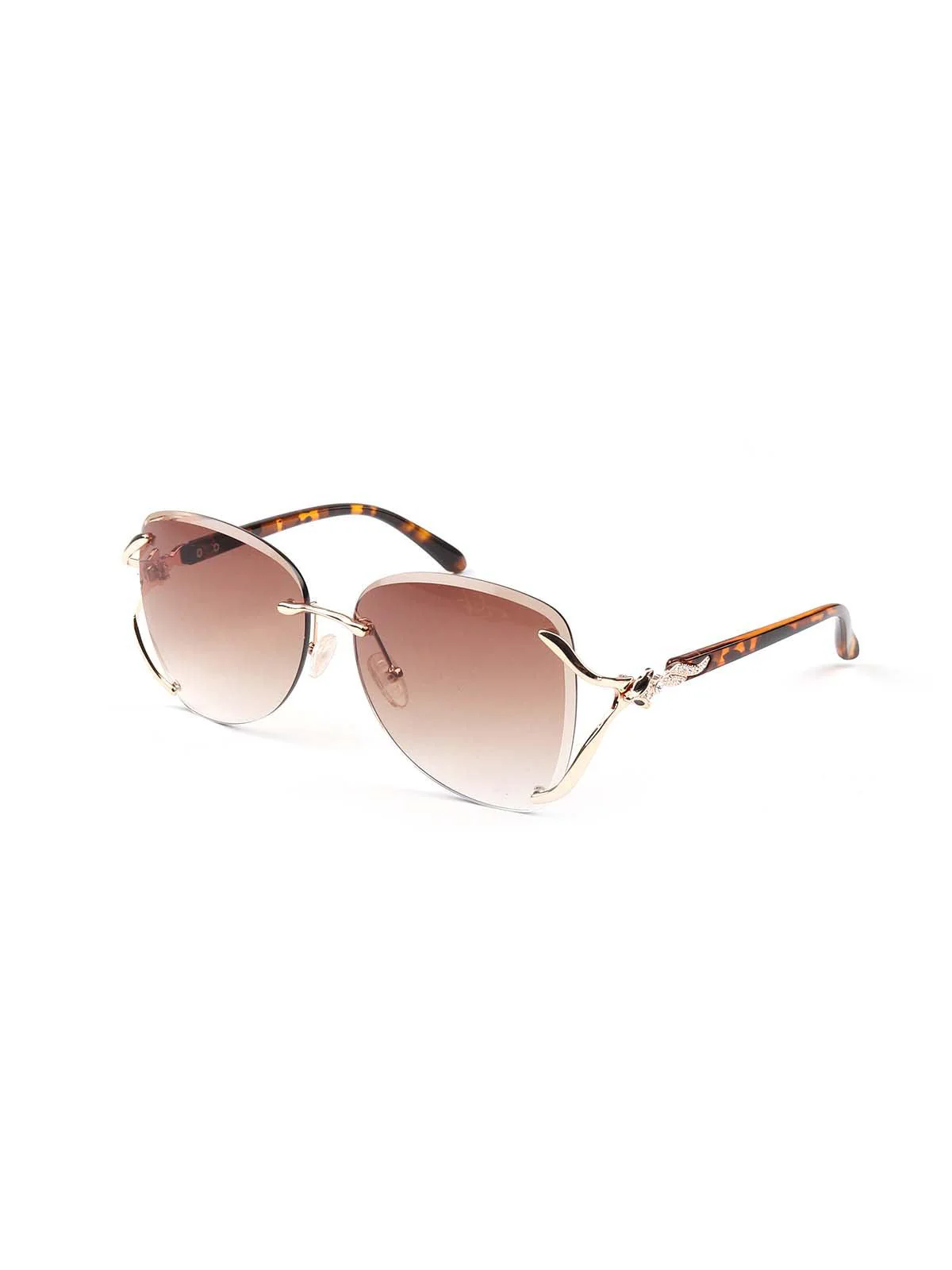 Odette Women Gorgeous Brown Color Tinted Frameless Statement Sunglasses - Image 7