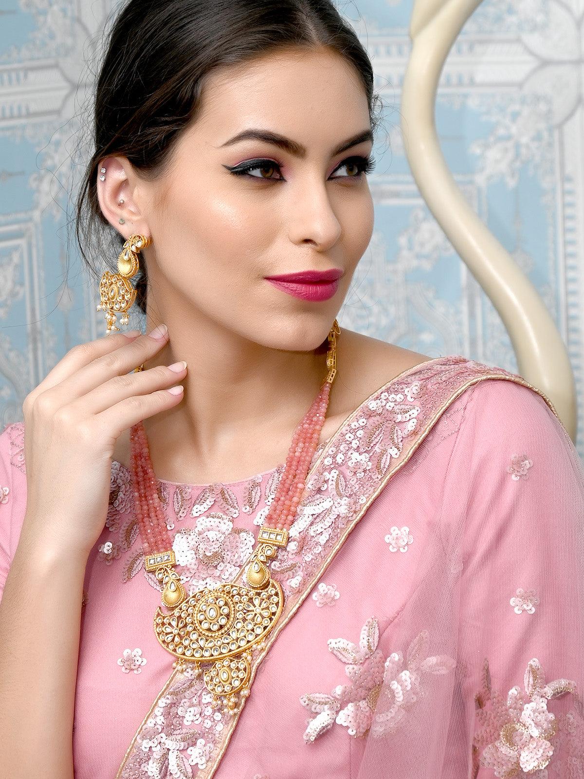 Odette Gorgeous Long Gold Necklace Set For Women - Image 2