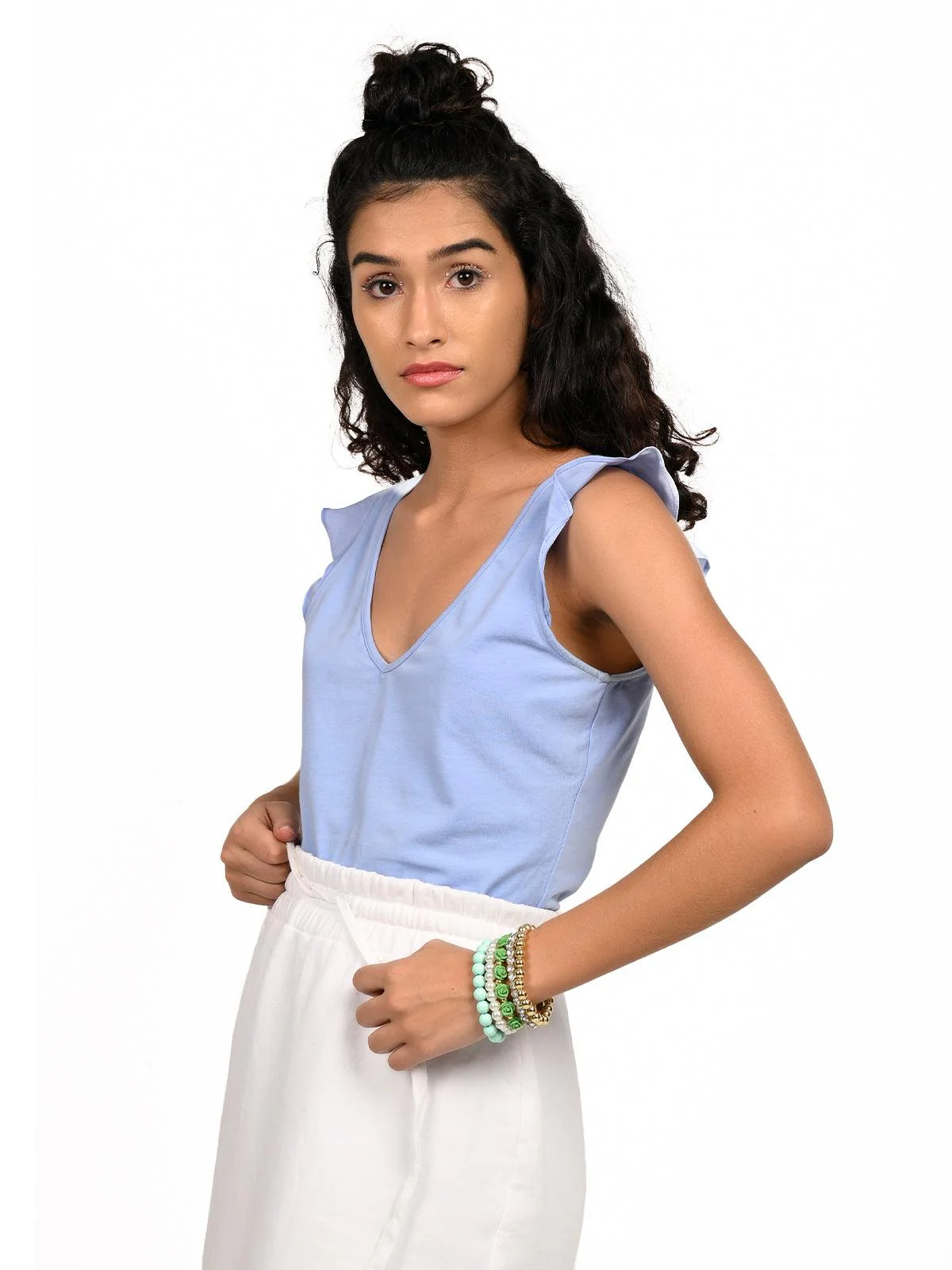 Odette Gorgeous Multicoloured Five-Piece Slip-On Bracelet For Women - Image 2