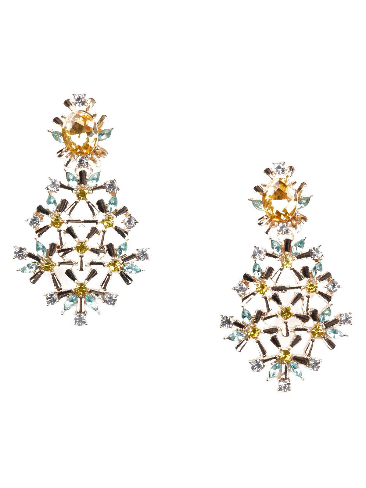 Odette Women Multicoloured Statement Metal Earrings - Image 3