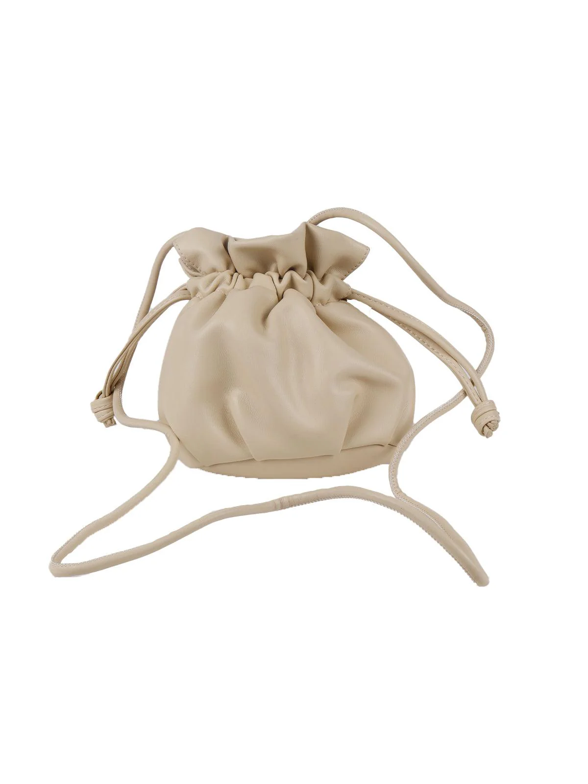 Odette Women Gorgeous Off White Smooth Drawstring Sling Bag - Image 3