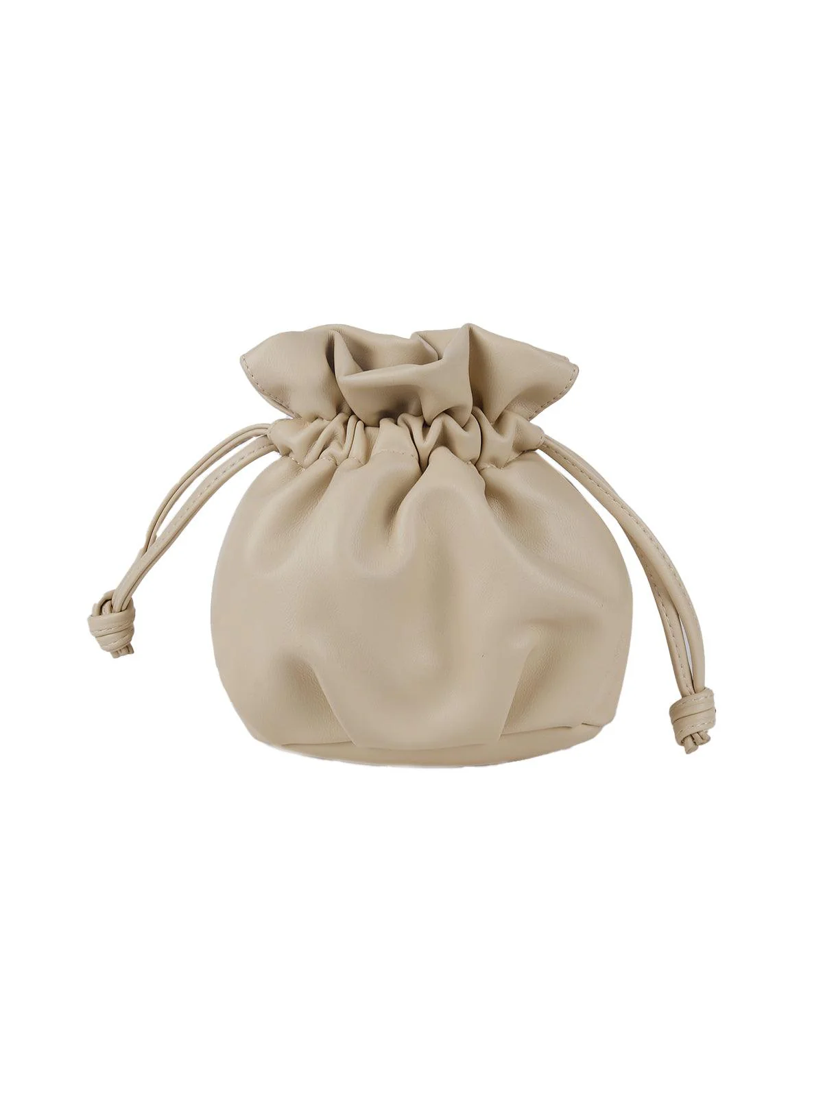 Odette Women Gorgeous Off White Smooth Drawstring Sling Bag - Image 5