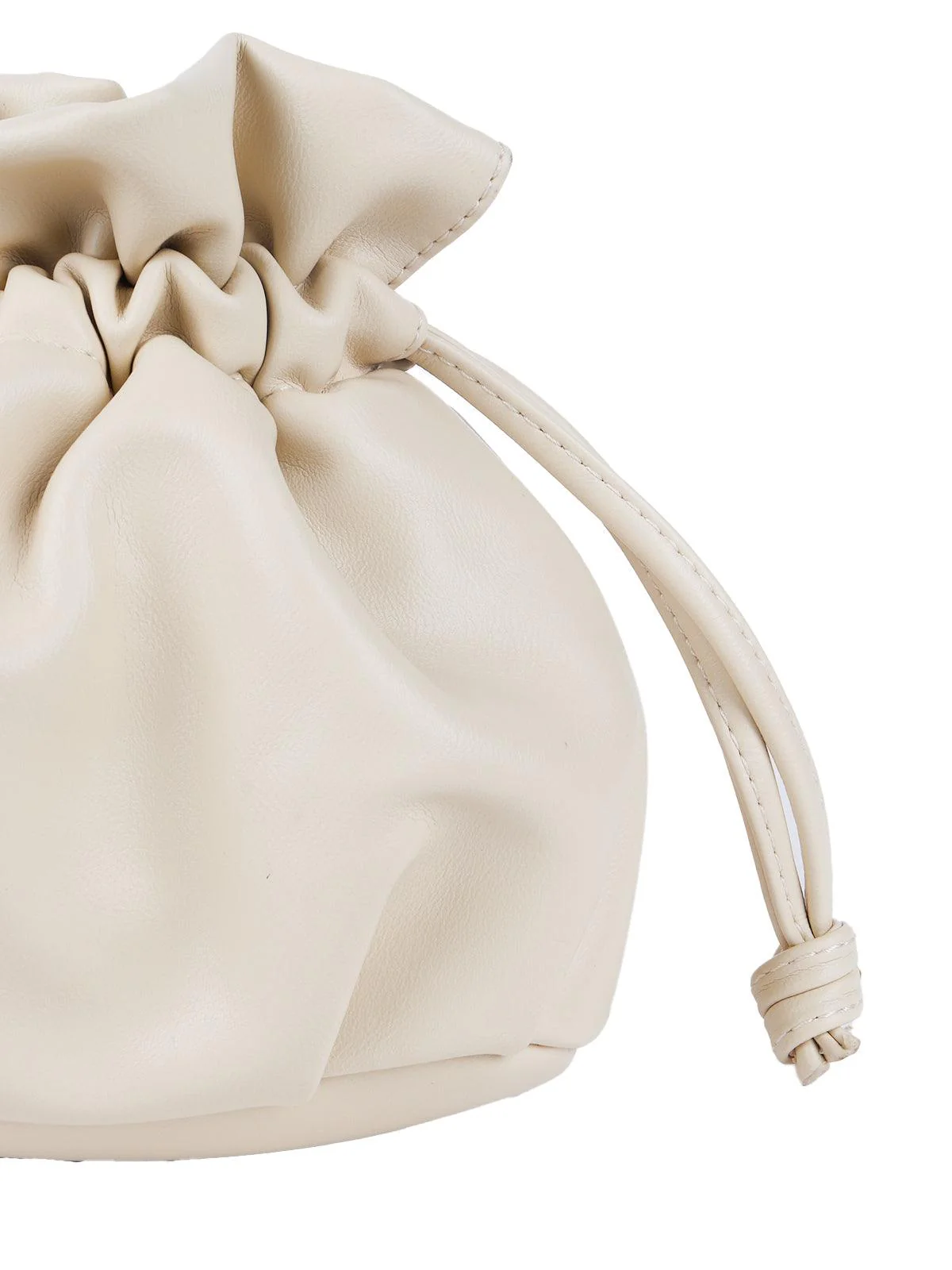 Odette Women Gorgeous Off White Smooth Drawstring Sling Bag - Image 6