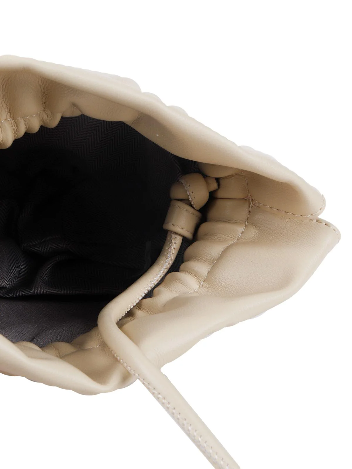 Odette Women Gorgeous Off White Smooth Drawstring Sling Bag - Image 7
