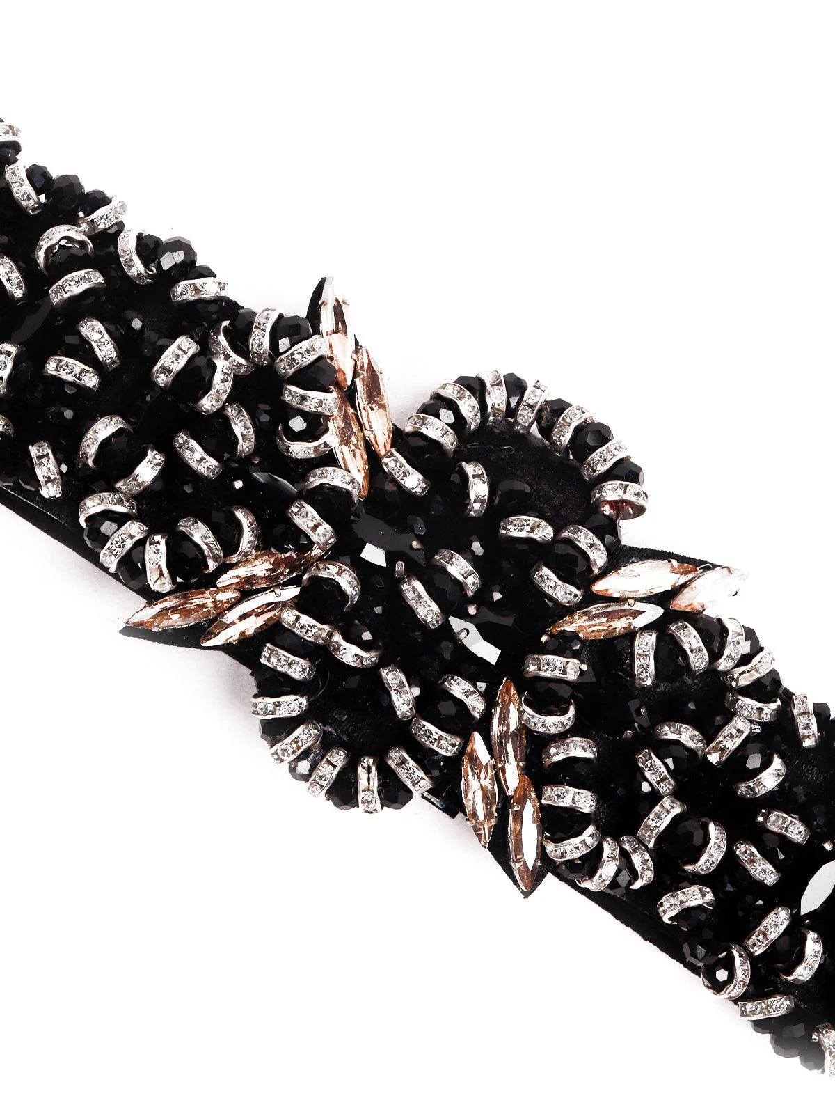 Odette Women Gorgeous Black Embellished Elastic Belt - Image 5