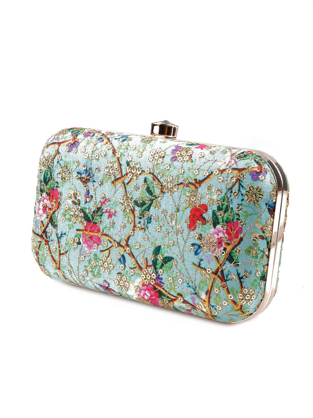 Odette Women Gorgeous Pastel Green Coloured Printed Oval-Shaped Sling Bag - Image 4