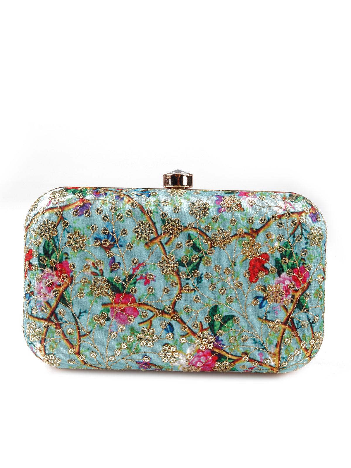 Odette Women Gorgeous Pastel Green Coloured Printed Oval-Shaped Sling Bag - Image 5