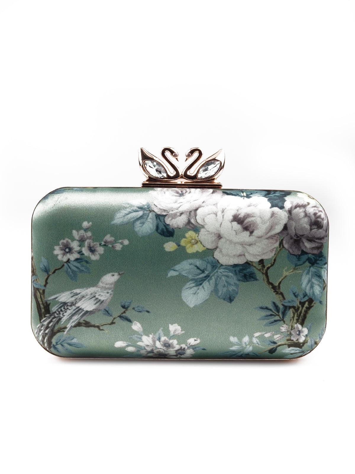 Odette Women Gorgeous Pastel Green Printed Clutch - Image 5