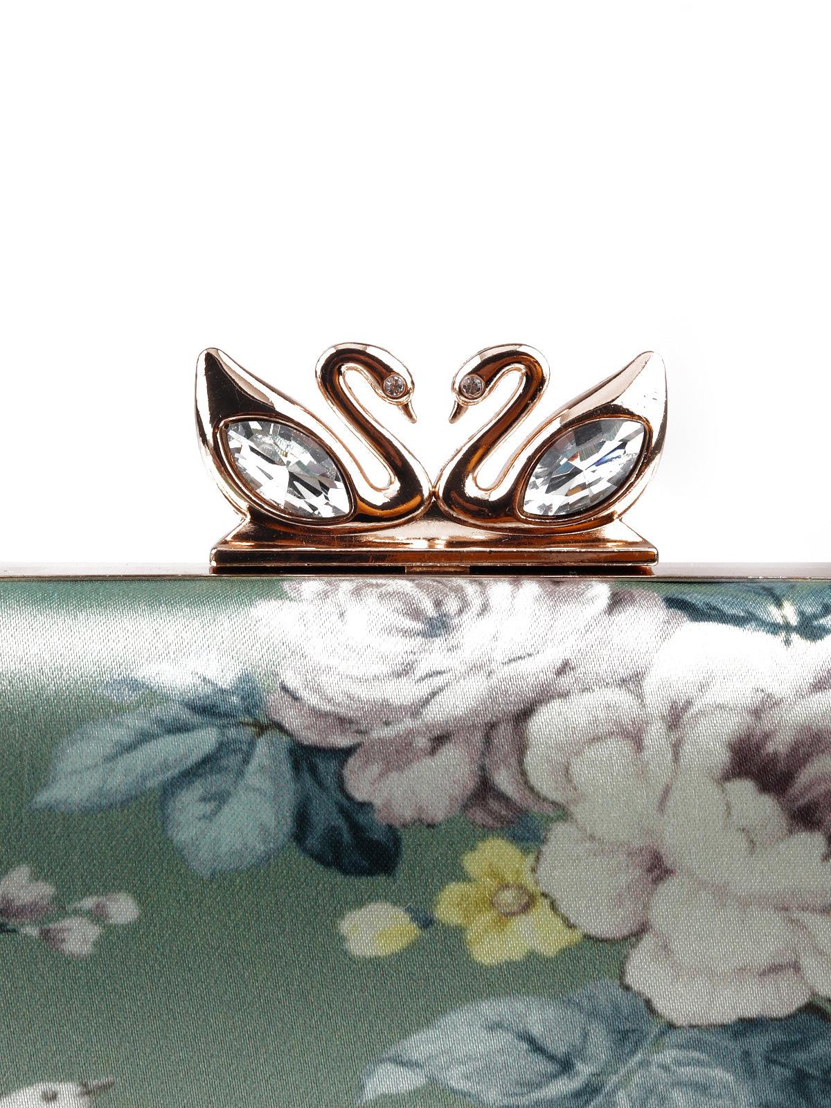 Odette Women Gorgeous Pastel Green Printed Clutch - Image 6