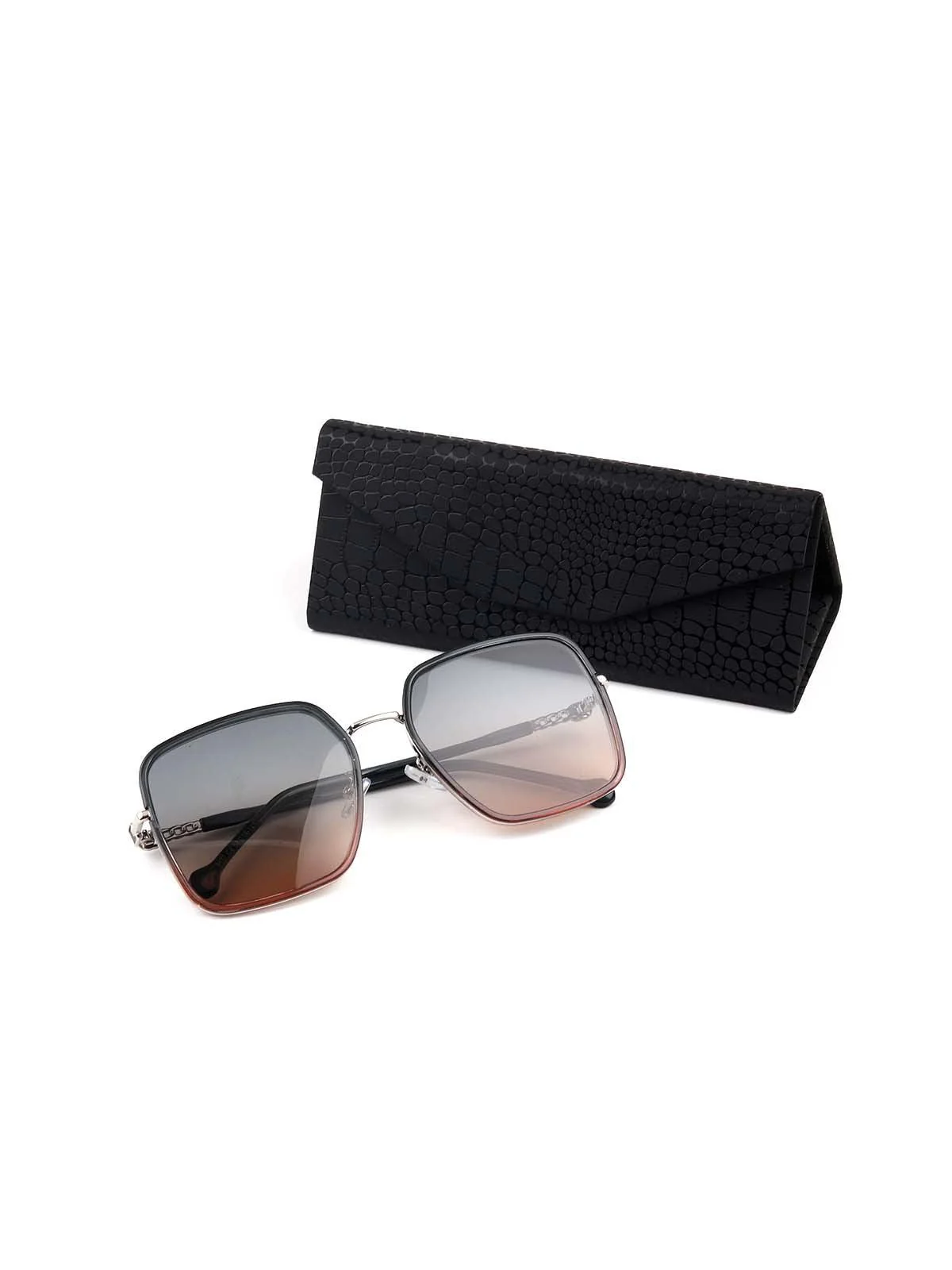 Odette Women Dark Black And Rust Tinted Flared Sunglasses - Image 3