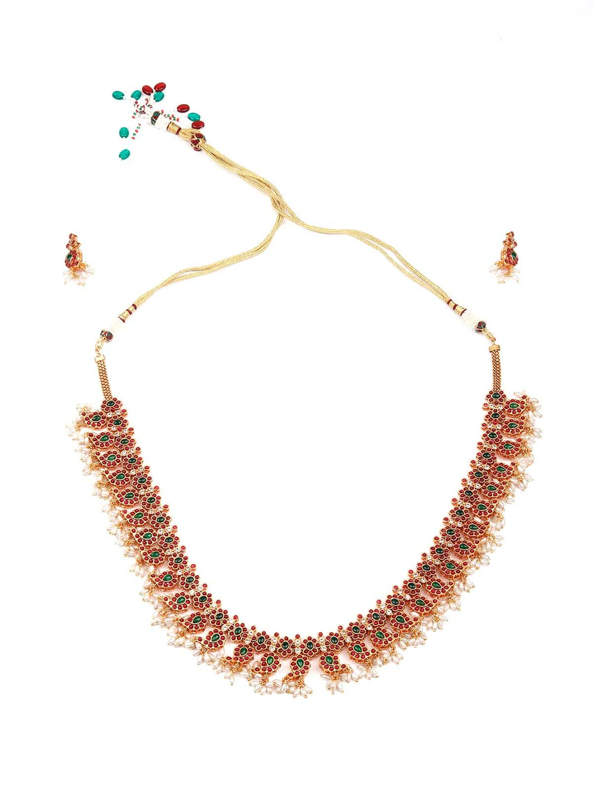 Odette Women Gorgeous Red And Green Patterned Necklace Set-New280 - Image 3
