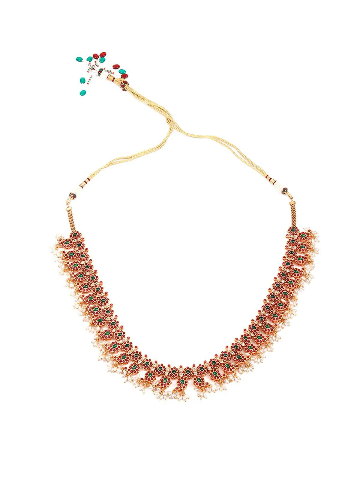 Odette Women Gorgeous Red And Green Patterned Necklace Set-New280 - Image 4