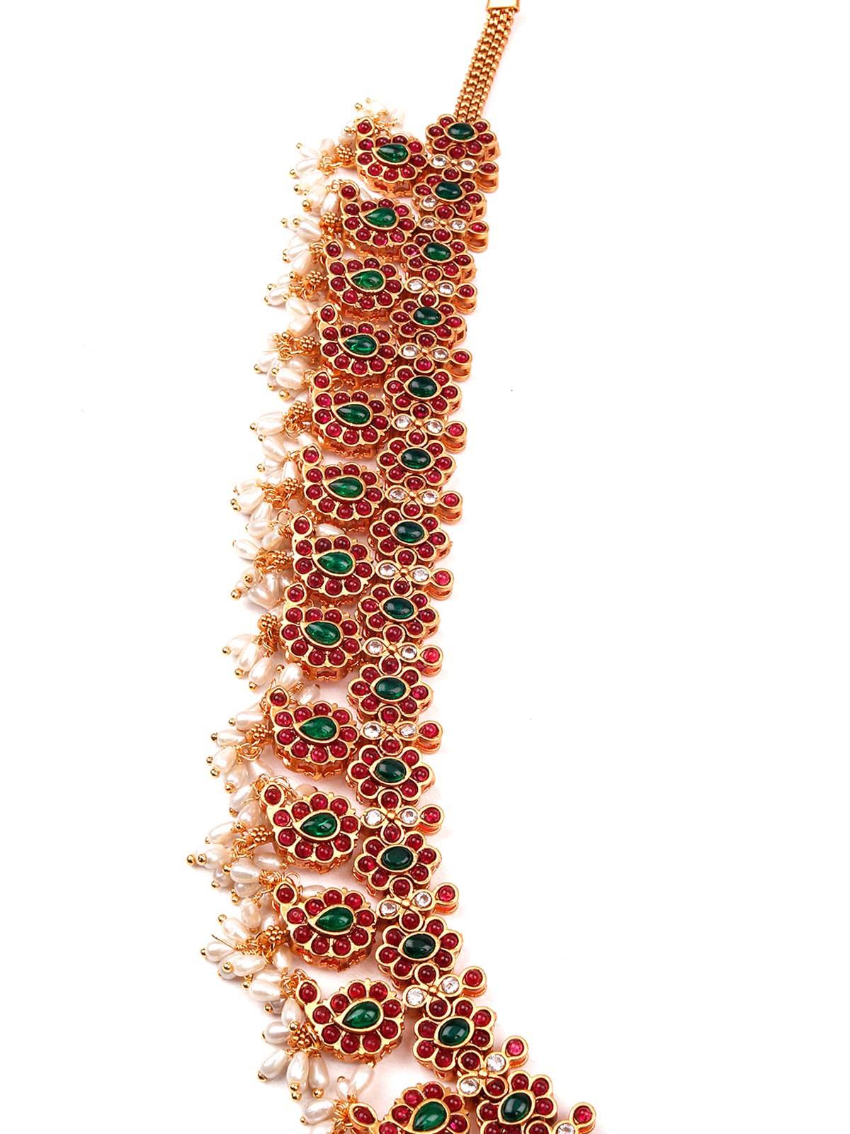 Odette Women Gorgeous Red And Green Patterned Necklace Set-New280 - Image 5