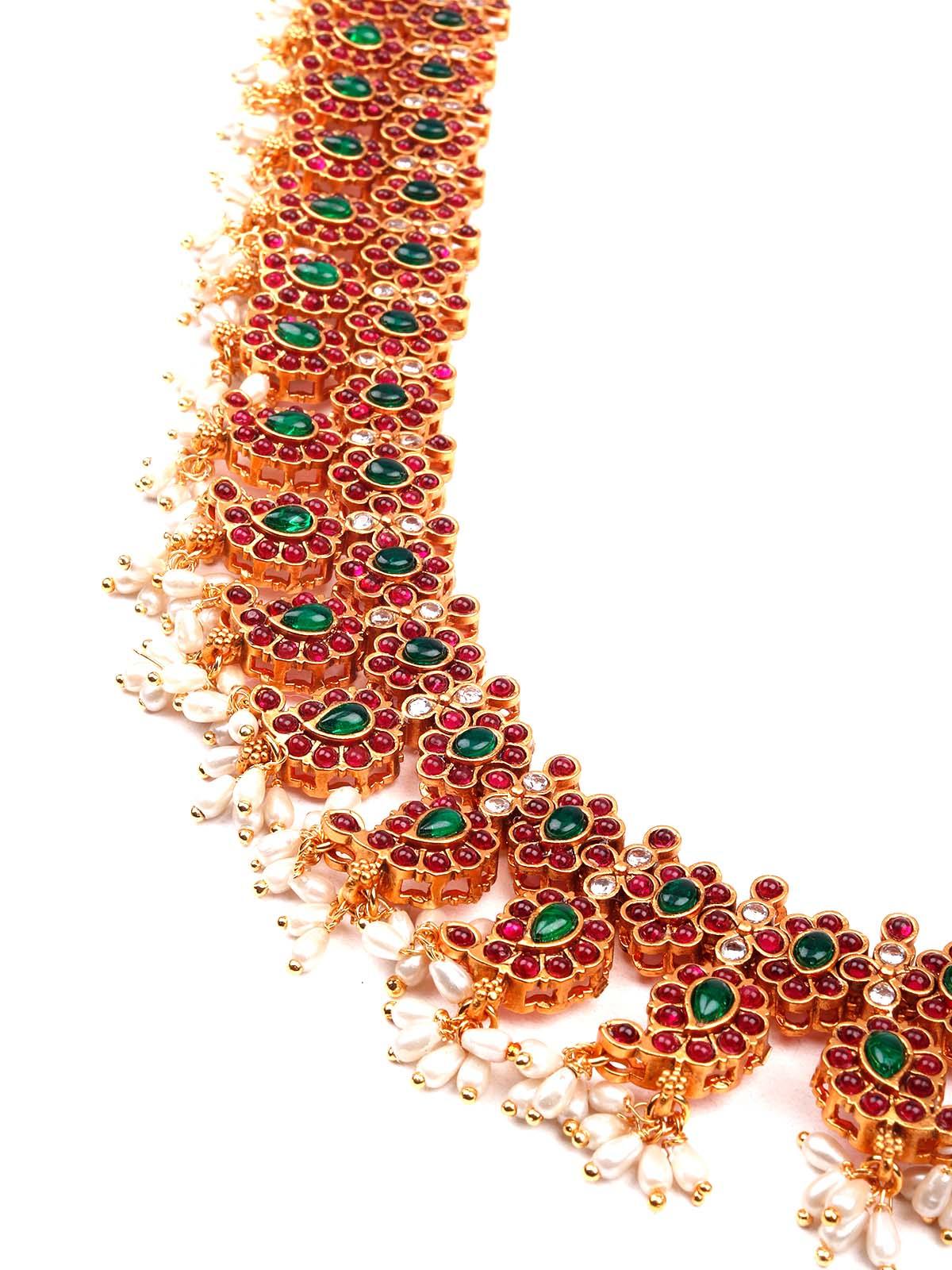 Odette Women Gorgeous Red And Green Patterned Necklace Set-New280 - Image 6