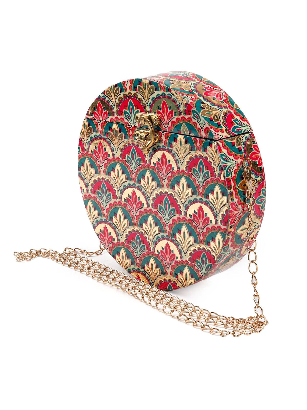 Odette Women Gorgeous Red And Green Rounded Sling Bags - Image 4