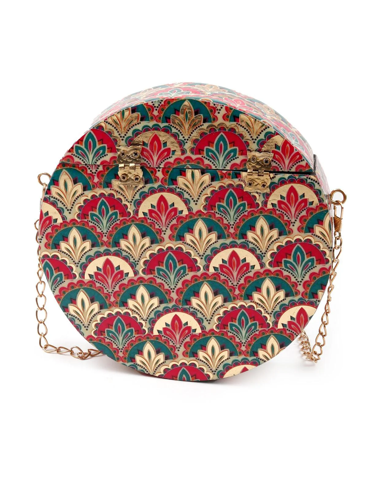 Odette Women Gorgeous Red And Green Rounded Sling Bags - Image 5