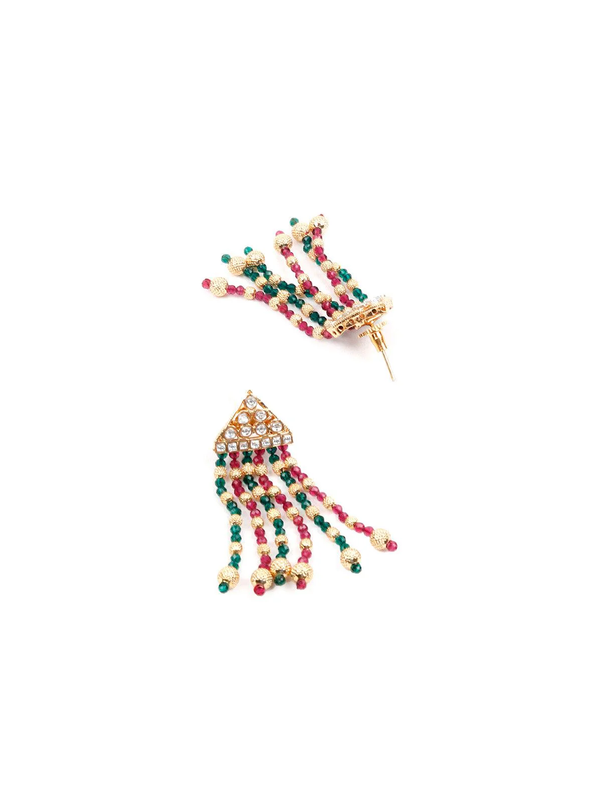 Odette Gorgeous Red And Green And Gold Long Necklace Set For Women - Image 5