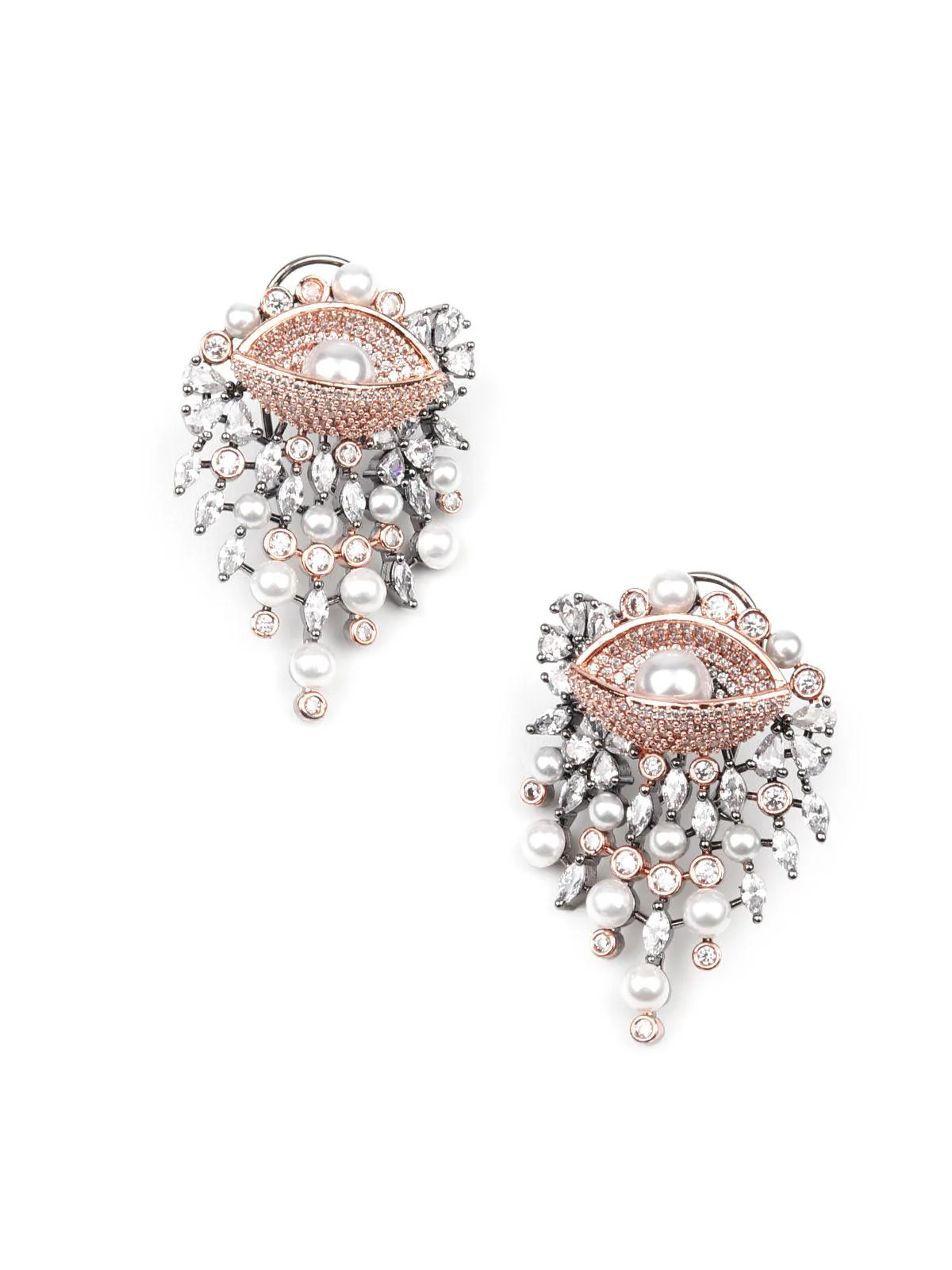 Odette Women Gorgeous Rose Gold Embellished Earrings - Image 3