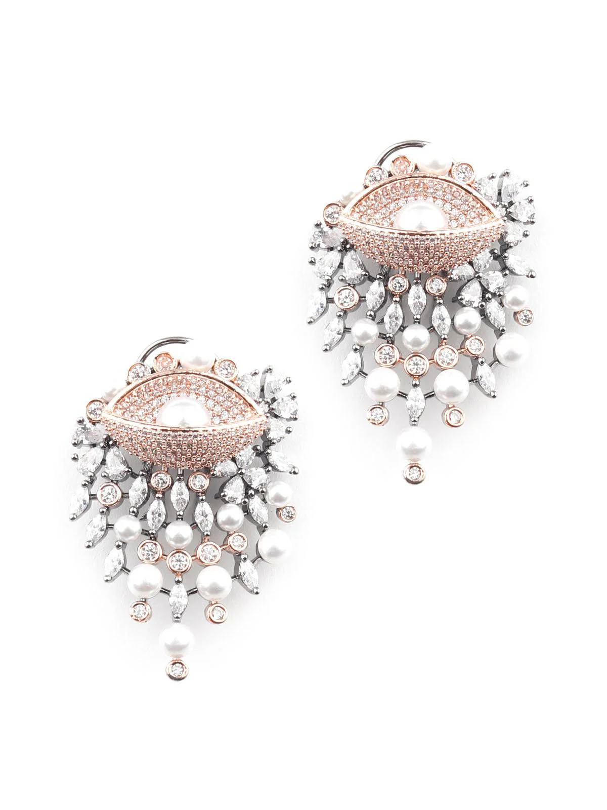 Odette Women Gorgeous Rose Gold Embellished Earrings - Image 4