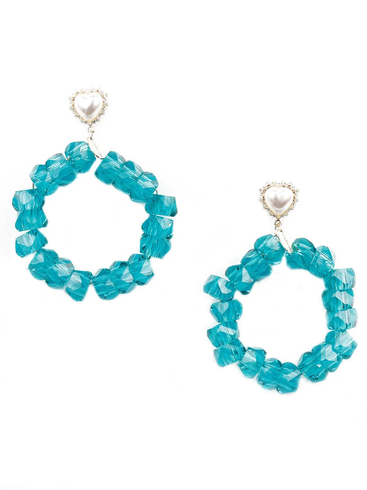 Odette Women Gorgeous Rounded Blue Beaded Earrings - Image 3
