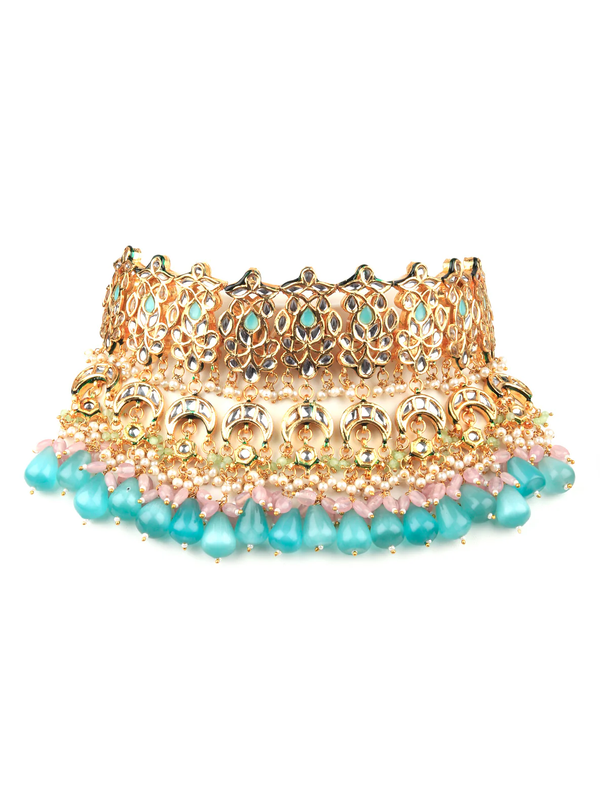 Odette Women Gorgeous Sea Green Double Sided Choker Neckpiece - Image 3
