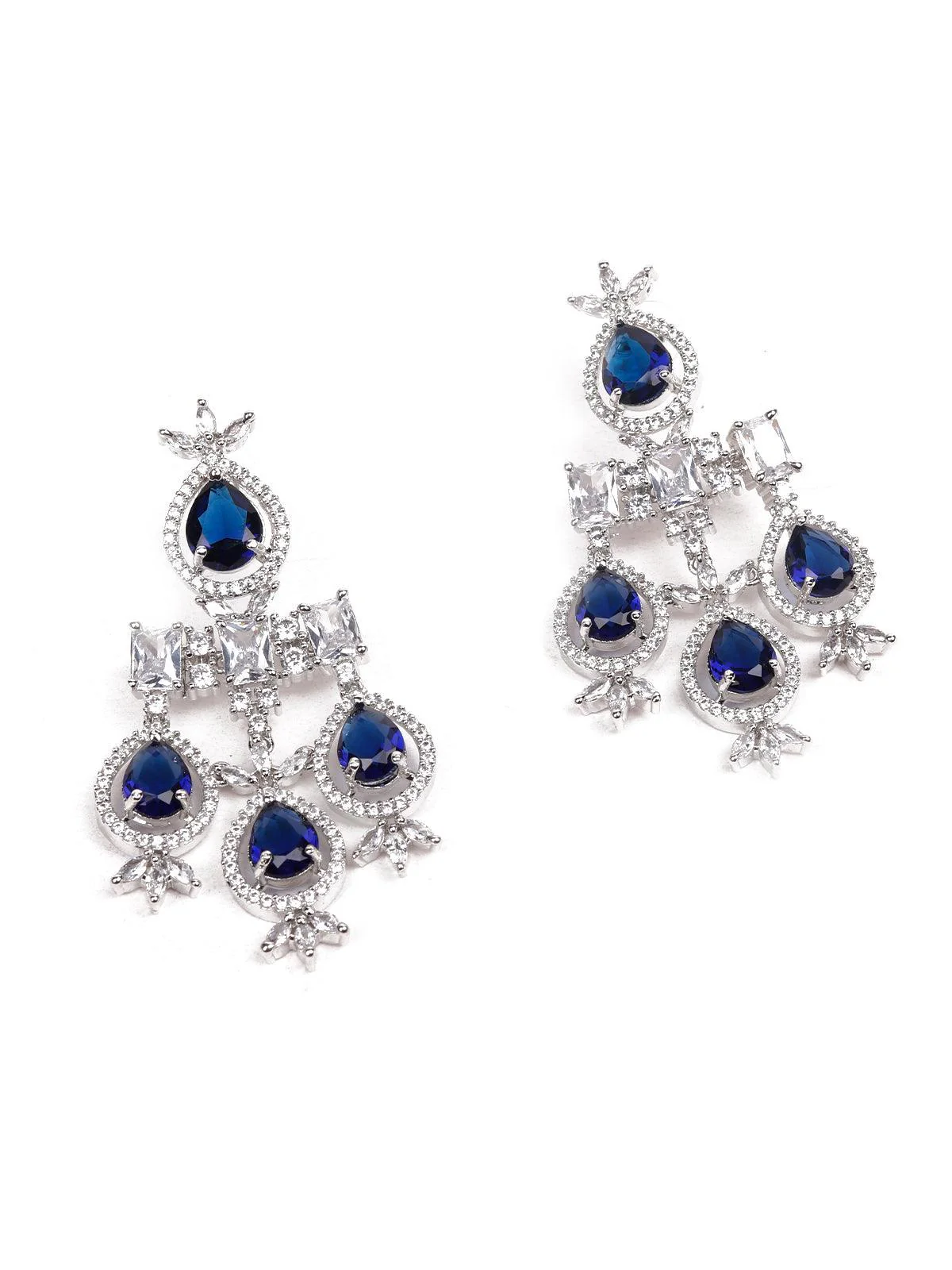 Odette Women Gorgeous Silver Artifical Diamond Princess Necklace Set - Image 7