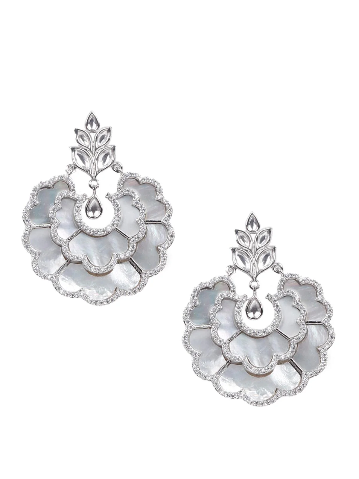 Odette Women Gorgeous Silver Shimmering Earrings - Image 3