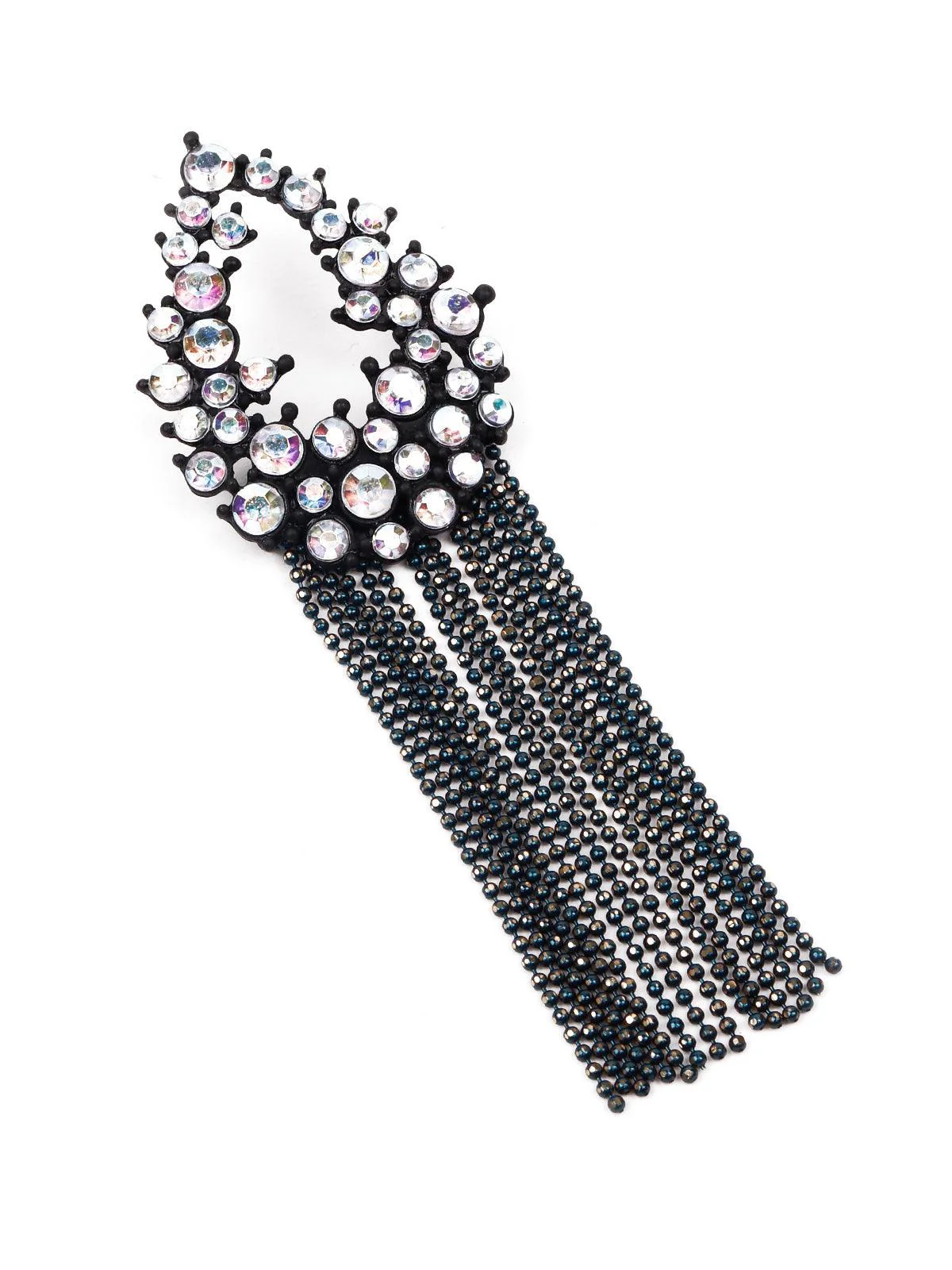 Odette Women Silver Teardrop Tassel Earrings - Image 5