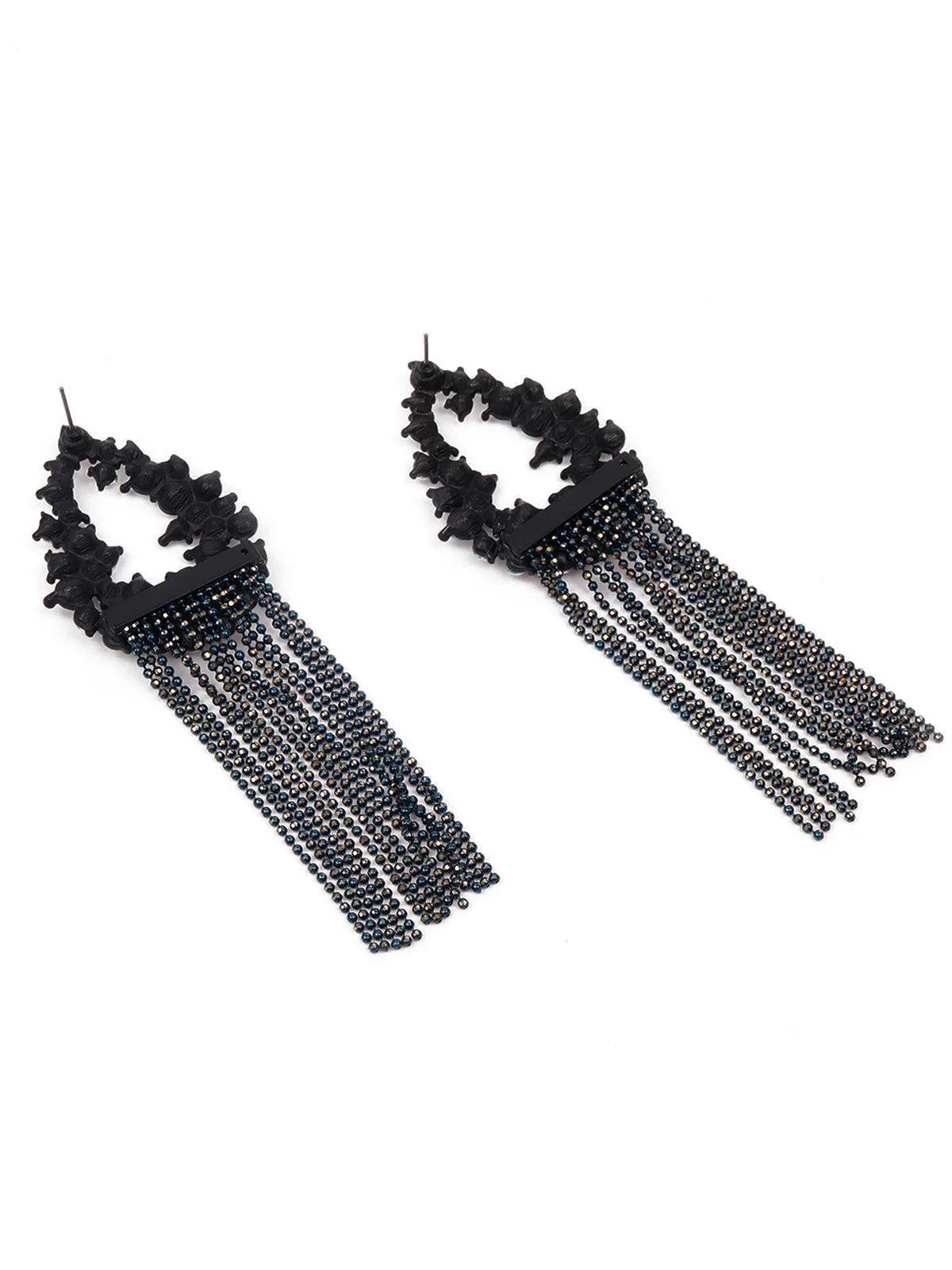 Odette Women Silver Teardrop Tassel Earrings - Image 6