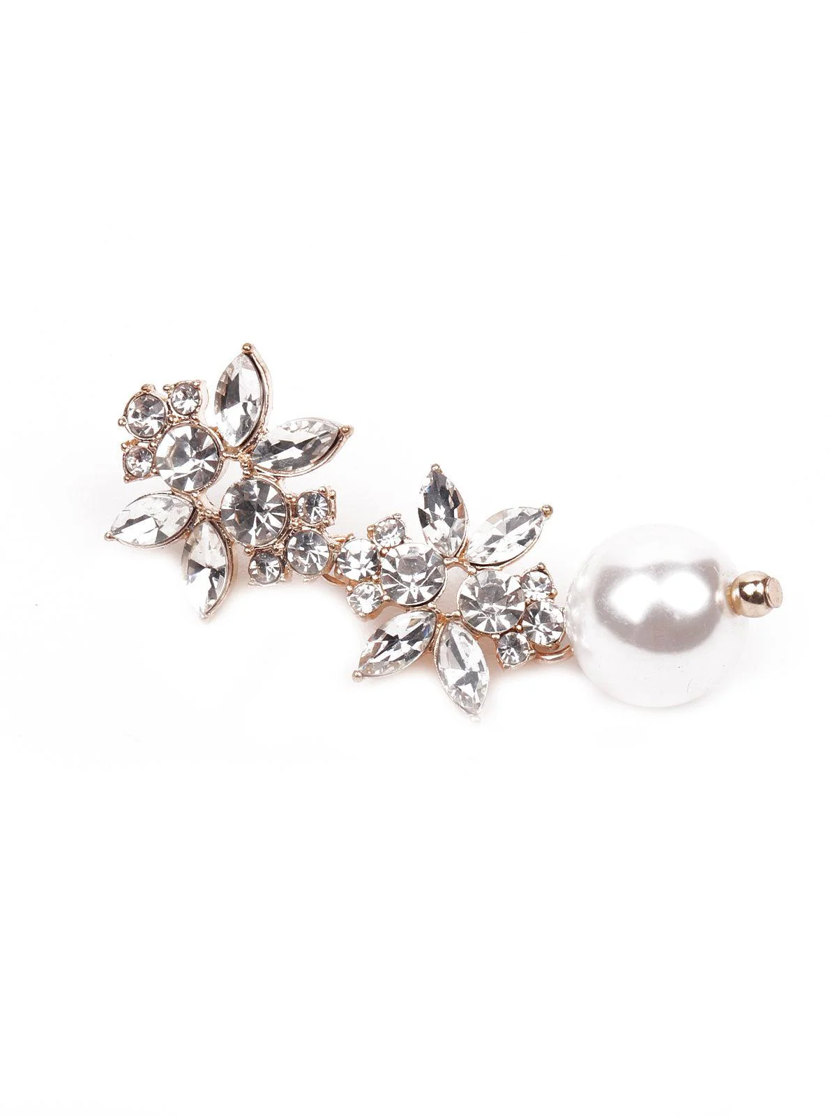 Odette Women White Sparkling Floral Metal Drop Earrings - Image 5