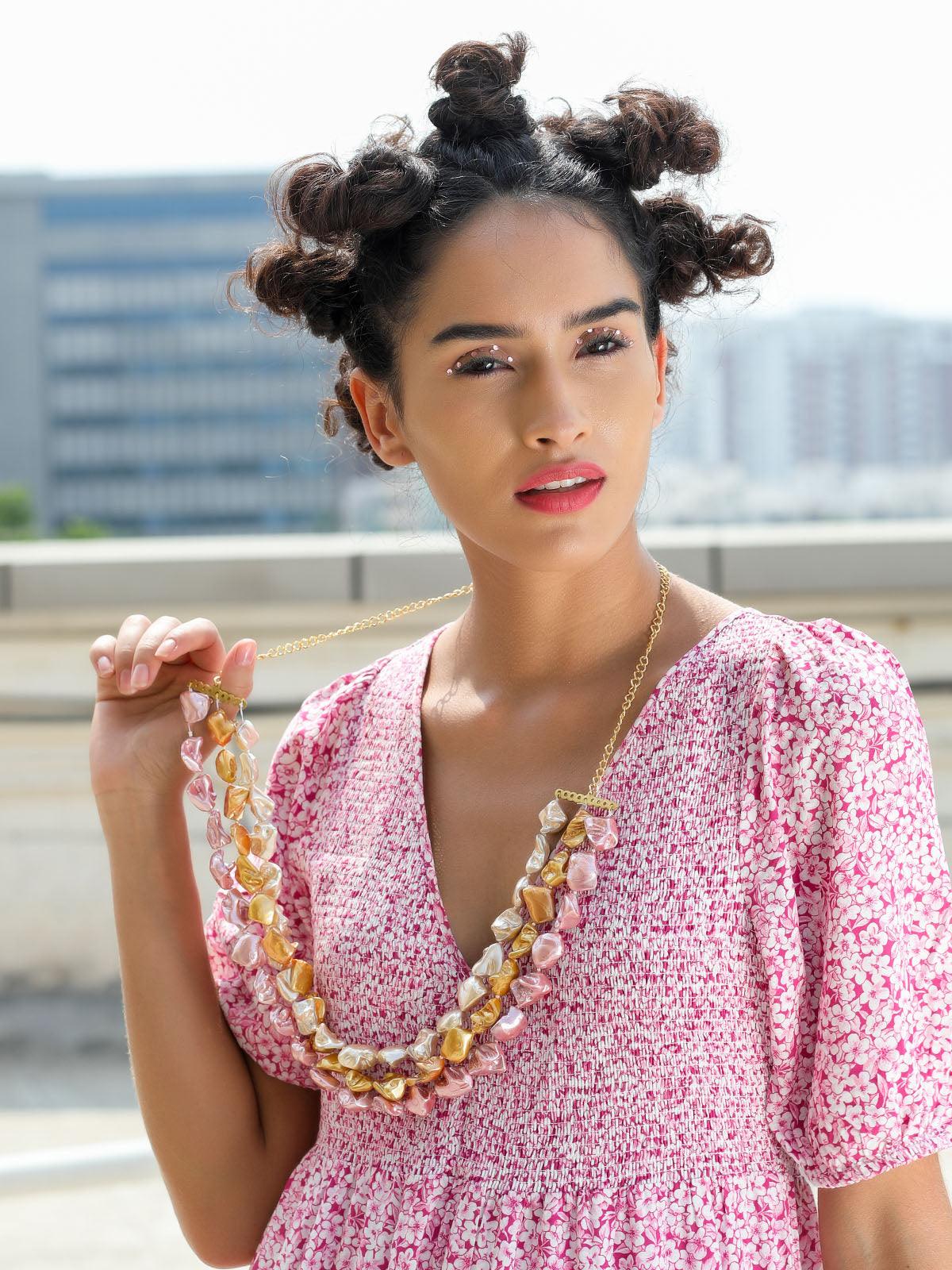 Odette Women Gorgeous Three-Layered Stoned Necklace - Image 2