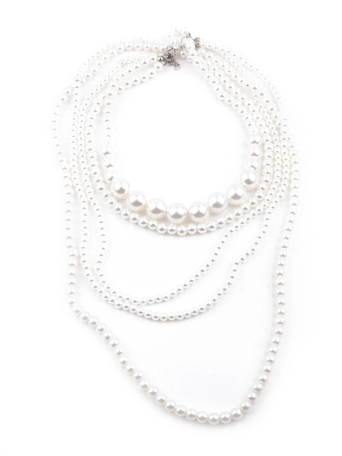 Odette Gorgeous White Artificial Pearl Layered Necklace For Women - Image 3