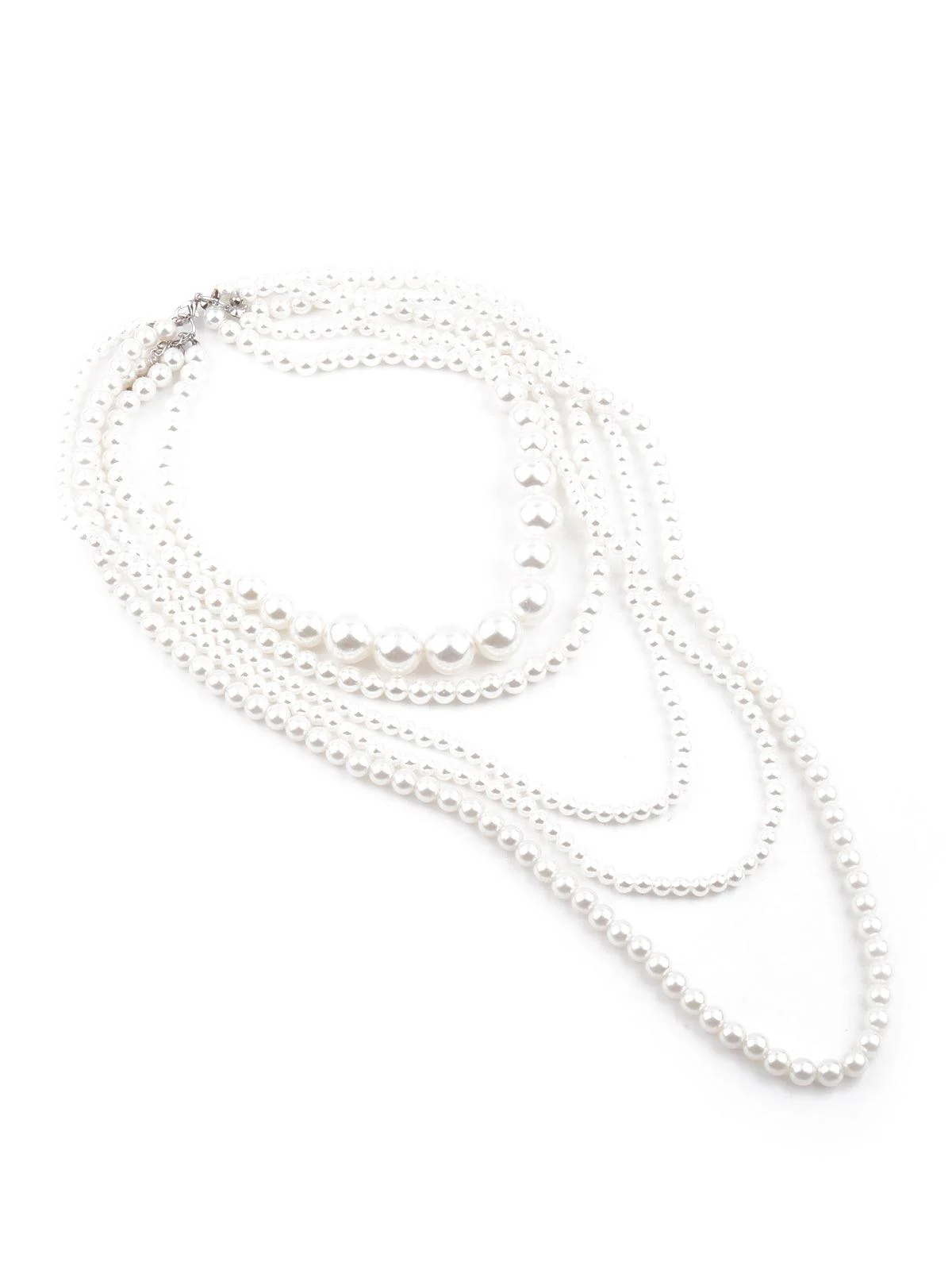 Odette Gorgeous White Artificial Pearl Layered Necklace For Women - Image 4