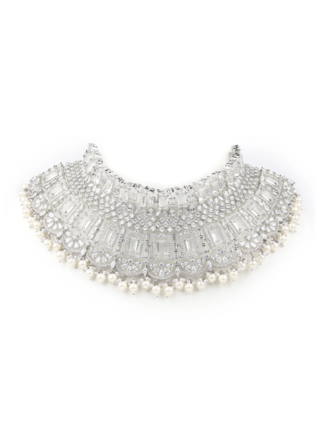 Odette Women Gorgeous White Choker Set With Maangteeka - Image 4