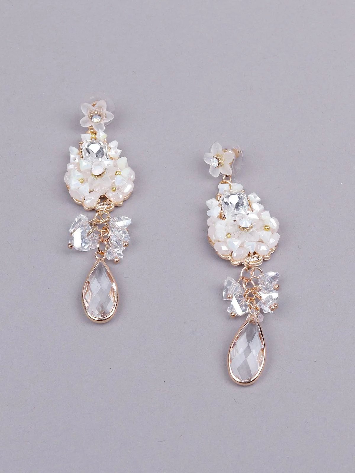 Odette Women Gorgeous White Floral Drop Earrings - Image 5