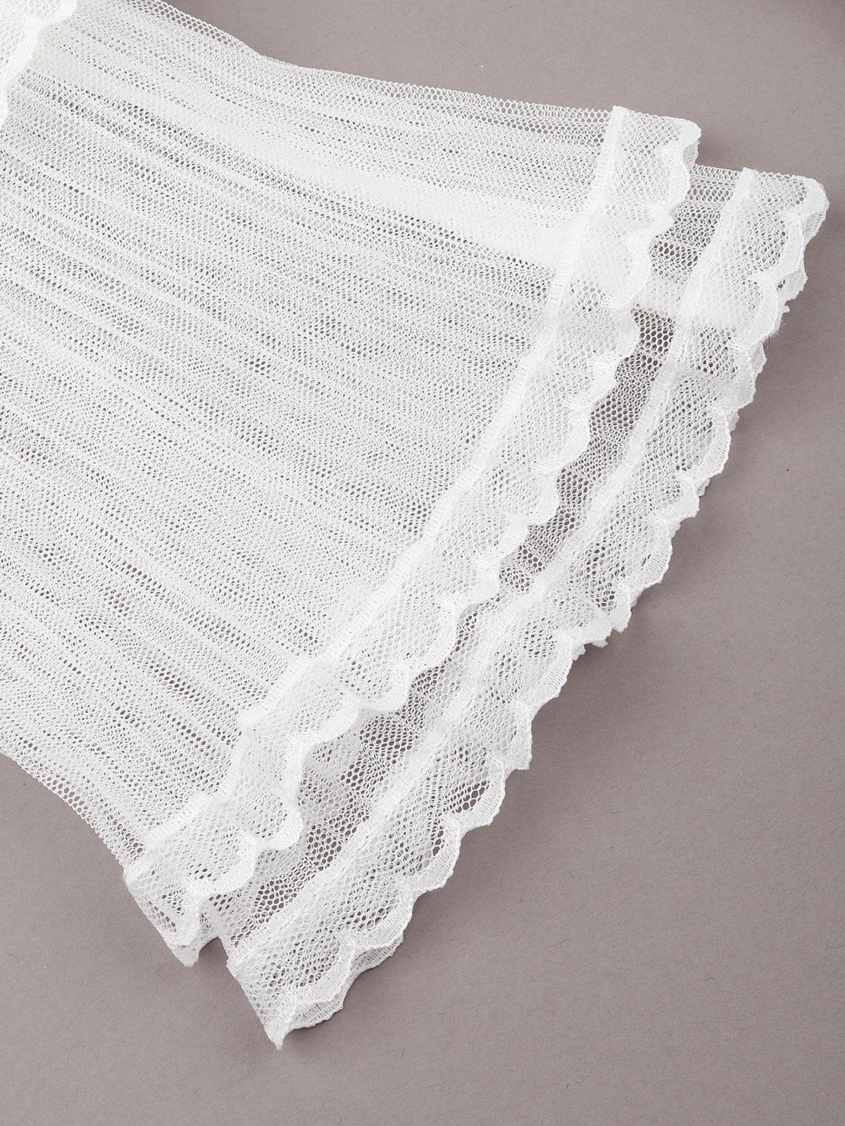 Odette Women Gorgeous White Lace Frills Hand Gloves - Image 4