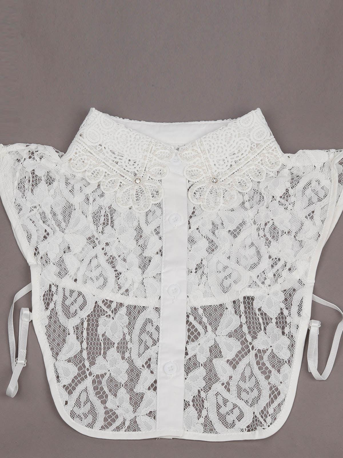Odette Women Gorgeous White Pearls Embroidered Collar - Image 4